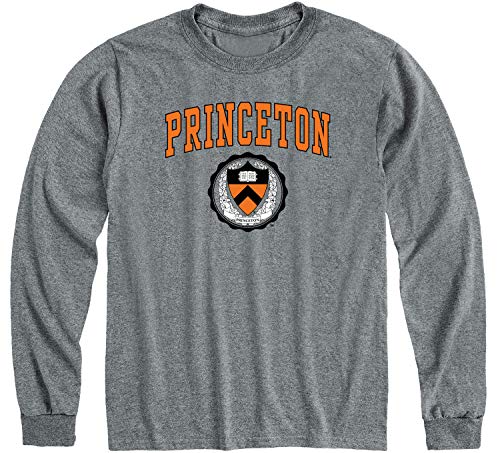 Barnesmith Princeton University Tigers Long Sleeve Adult Unisex T-Shirt, Heritage, Charcoal Heather, Medium
