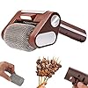 Electric Grill Brush, Stainless Steel Power Roller Blasts Rotating Cleaning Brush with Built-in Led Lights, Rechargeable BBQ Brush Cleaner for Outdoor BBQ Bathroom and Kitchen (Brown)
