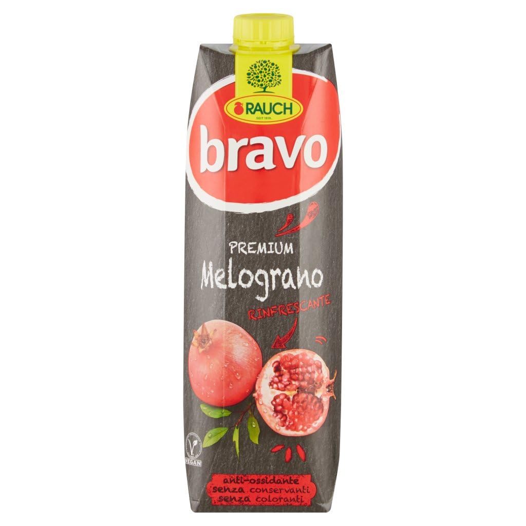 Rauch Bravo Premium Granada refrescante, antioxidante, sin colorantes, sin conservantes, 12 x 1lt+ Italian Gourmet Polpa 400 g