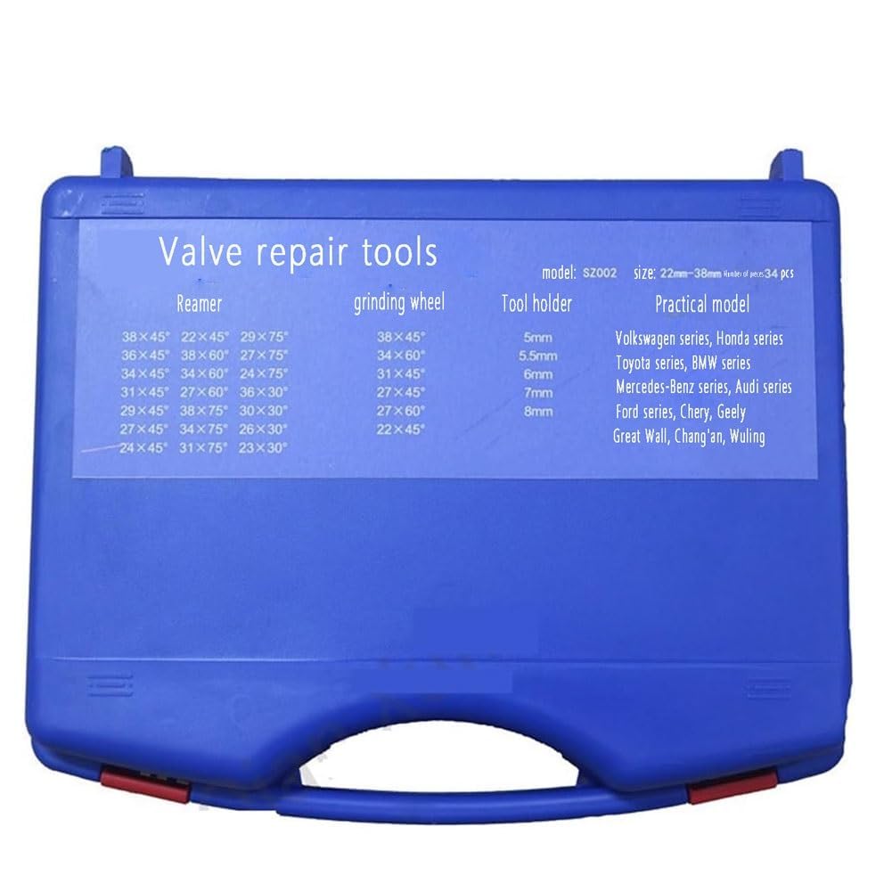 Set di alesatori per sedi valvole, Kit di Riparazione Universale per valvole automobilistiche da 34 Pezzi, Strumento per lappatura valvole Motore da 22-38 mm per Testata Cilindro Moto Auto
