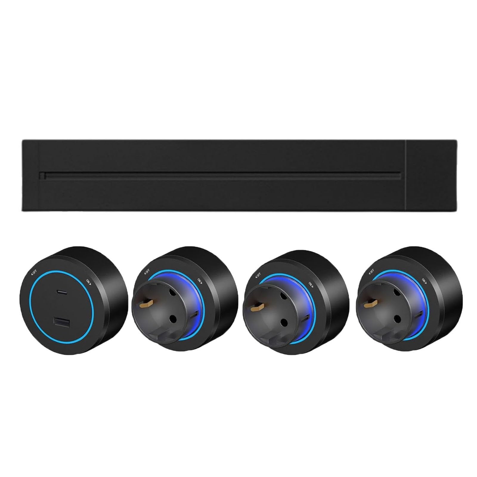 Regleta De Riel Cocina, Sistemas De Enchufes Deslizantes De Pared 8000w con Adaptadores Y Puertos U-SB-C, Enchufes MóViles Giratorios for Hogar, Oficina E Isla De Cocina(Negro,50cm)