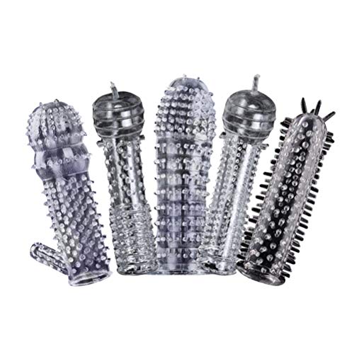 Amosfun 5 pezzi Spike Preservativo Silicone Preservativo Manicotto copertura del pene manica estensione del pene Ingrandimento Toy Clitoride stimolazione