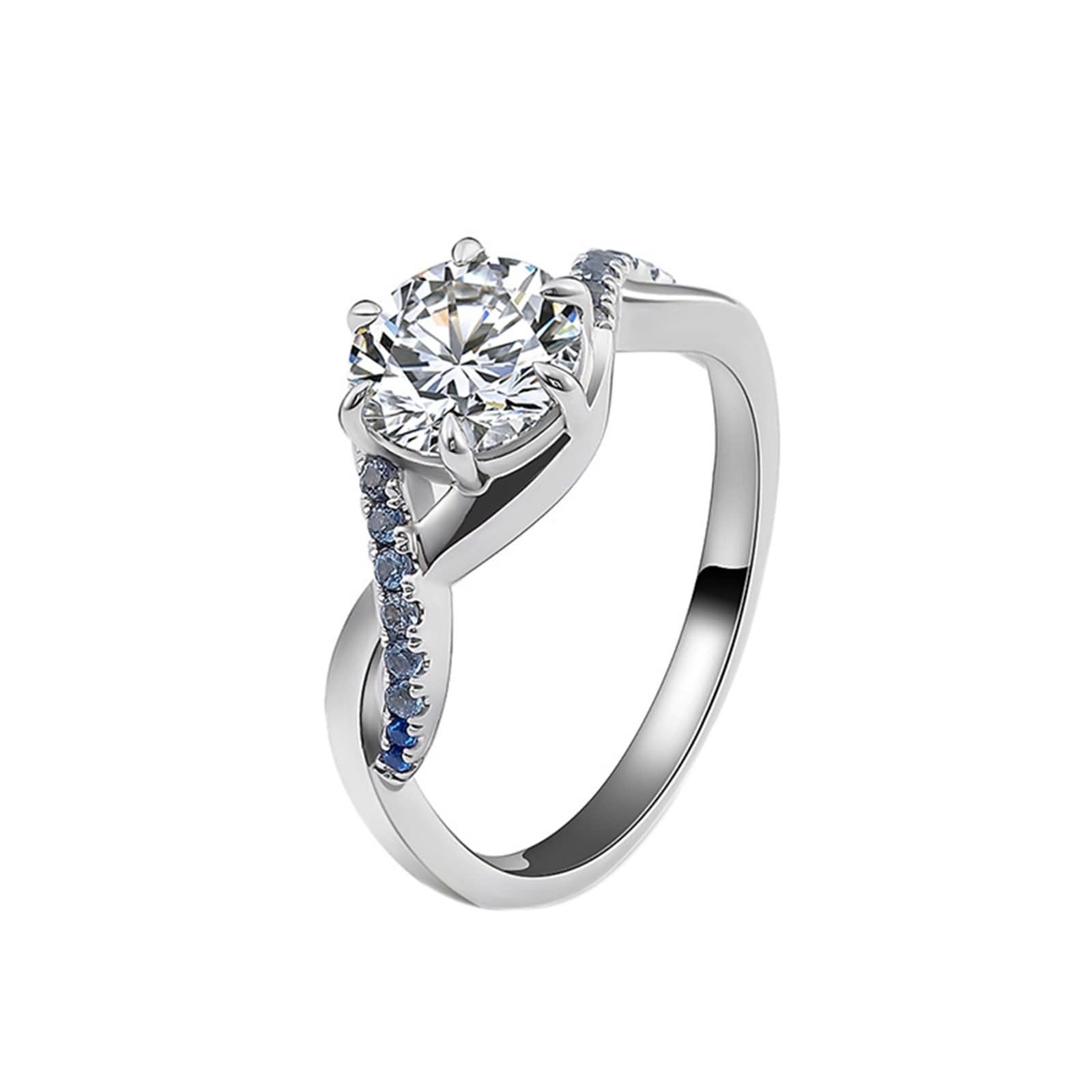 9K obrączki ślubne białe złoto 9K Moissanite 6 pazurów okrągłe z moissanitem rozmiar H 1/2 moda dla pań biżuteria zaręczynowa