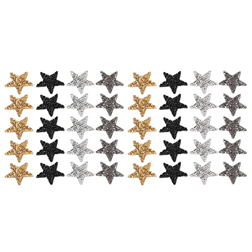 40 Pieces 4 Colors Sequin Star Patch Hot Stamping Rhinestone Embroidered Star Decorative Cloth Patch Suitable for Clothes Hats Decorations, 4 x 4cm