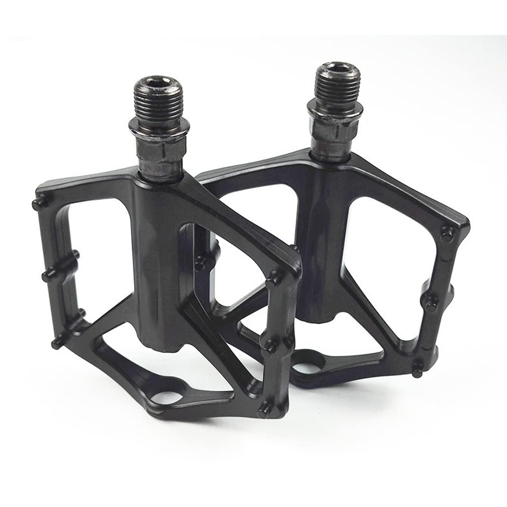 BUNGAA Tretlager, Mountain Road Fahrrad Flache Pedale Aluminiumlegierung 9/16" abgedichtetes Lager Leichte Plattform Fahrradpedal Universal for BMX MTB (Farbe: Schwarz)
