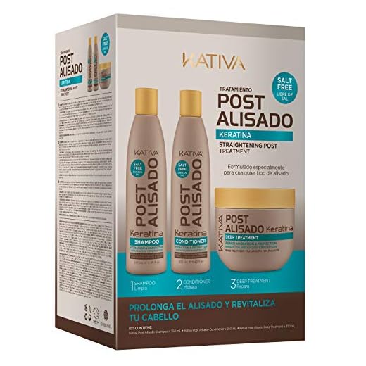 KATIVA Kit Mantenimiento Post Alisado 3 Unidades - Champú, Acondicionador y Mascarilla Post Tratamiento, Alarga la Duración del Alisado