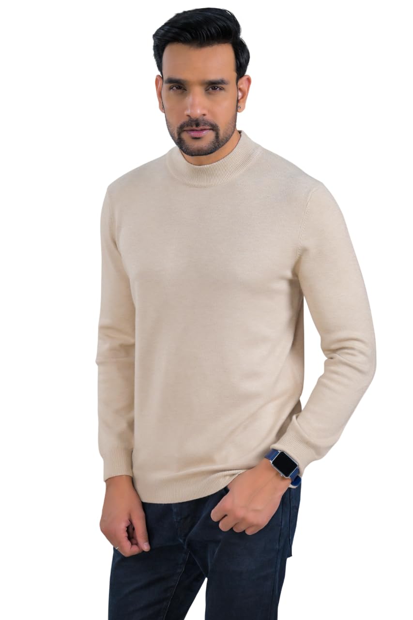 Classic Solid-Wool Blend Turtle Neck Sweater(Fawn-2XL)-image-15
