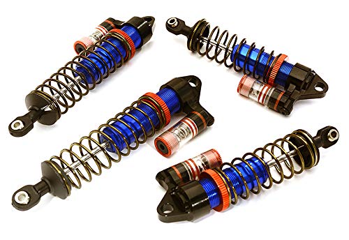 Integy RC Model C28804BLUE Billet Machined Piggyback Shock Set (4) for Traxxas 1/10 Stampede 2WD & Bigfoot