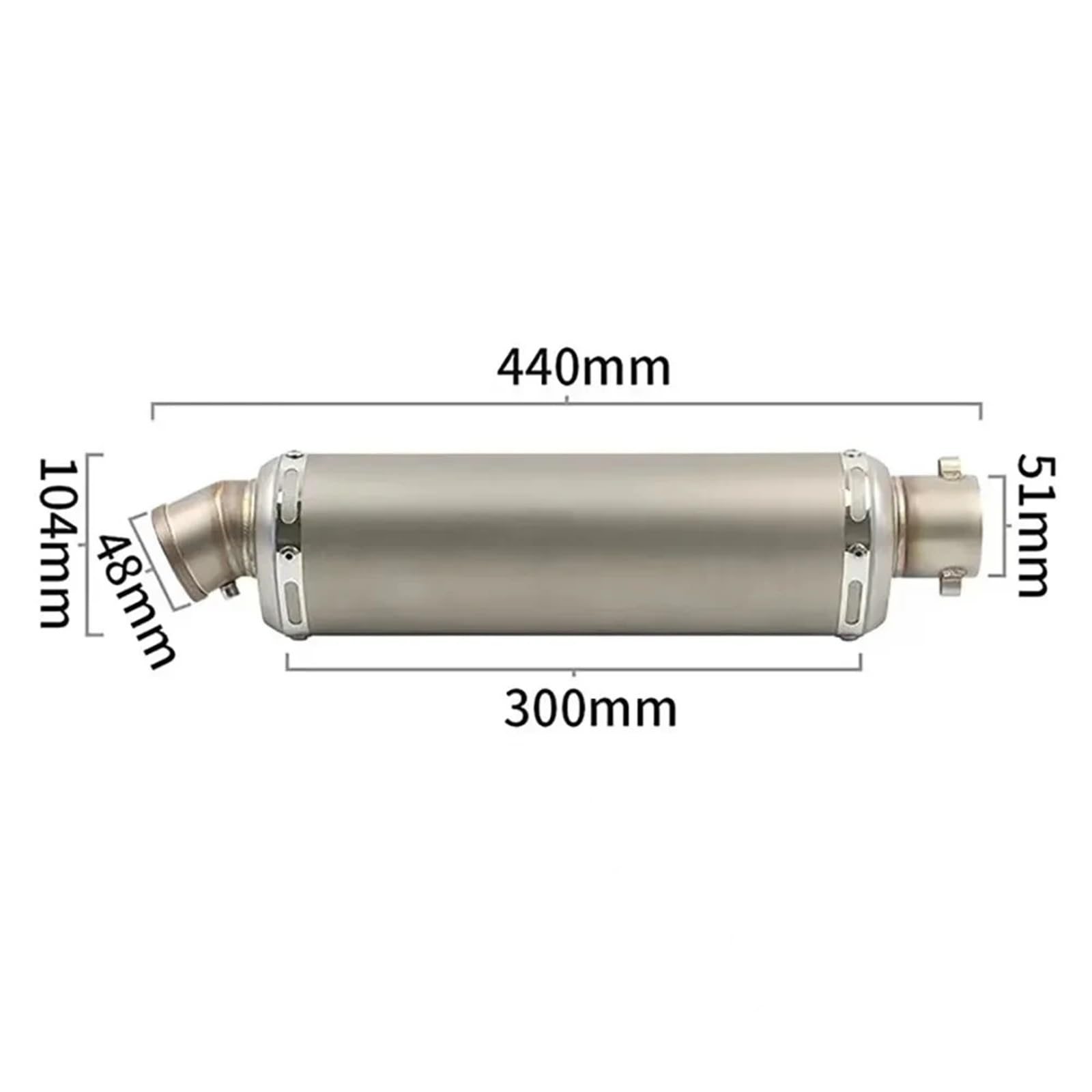 Uitlaat Trim Stal nierdzewna 51mm uniwersalny tłumik wydechowy motocykla Escape 310 370 440 mm rura 100cc-1000cc skuter dla fz6 pcx125(B3 440mm)
