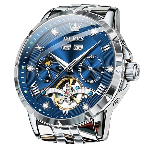 Image of OLEVS Mens Automatic Watches Self Winding Mechanical Luxury Dress Stainless Steel Waterproof Wrist Watches for Men