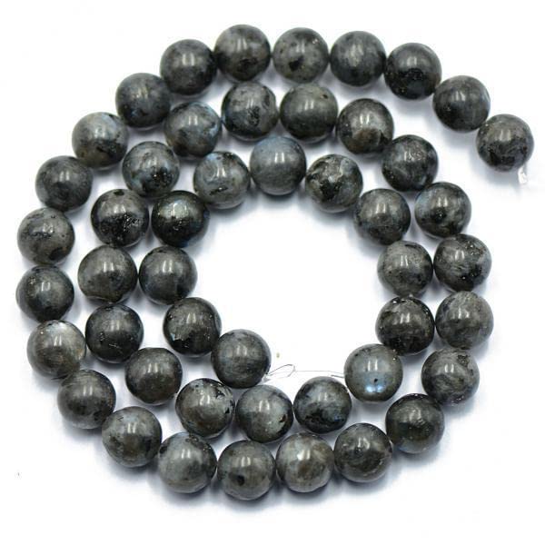 SNAPPSY 11x8mm Natural Black Labradorite Round Larvikite Gemstone Loose Beads 15.5"-picture-3