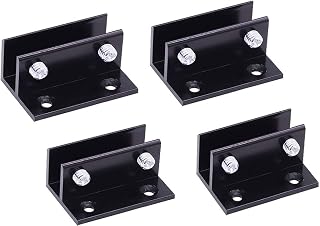 Glass clamp, Glass Holder, Aluminum Alloy Glass clamp Bracket Bracket clamp Glass Cabinet 8-12mm Thickness 4 Piece Set (with 8 Screws)