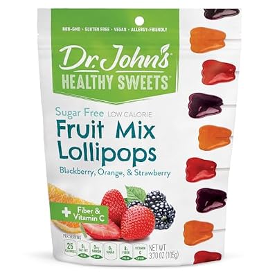 Dr. Johns Sugar Free Candy, Healthy Lollipops with Zero Sugar, Low Calorie Snacks, Keto Friendly Hard Candy Sweets, Mixed Fruit, 14 Count, 3.7 OZ