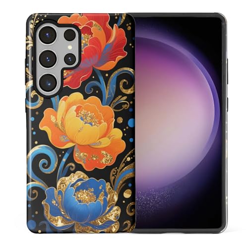 Coque de protection Samsung Galaxy S25 Ultra aux finitions premium or et fleurs colorées