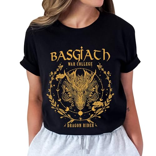 DIGForest Basgiath Shirts - War Tshirts College - Dragon Shirt - Fantasy Book T-Shirt (Black - L)
