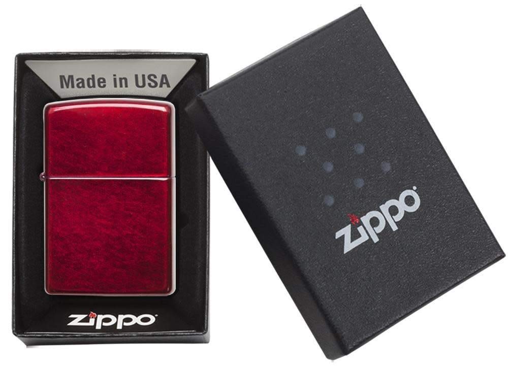 Zippo Zapalniczka Sztormowa, Czerwień Kandyzowanego Jabłka, Model Podstawowy, z Możliwością Napełniania, Wielokrotnego Użytku, Płomień Odporny na Wiatr, w Pudełku Prezentowym, Made in USA