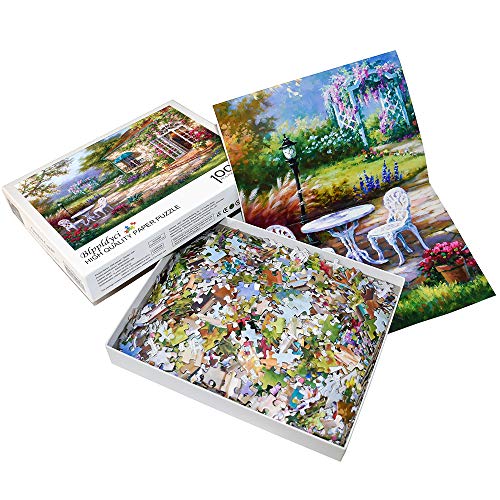 Jigsaw Puzzles 1000 Pieces for Adults | Flower Garden Country Cottage Scenery Jigsaw Puzzles for Teens Elderly | Challenging Family Puzzles Game