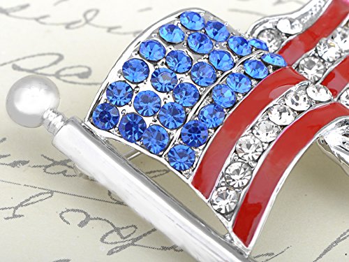 Image of Alilang American Flag USA Sparkly Crystal Rhinestone 4th of July Patriotic Pin Brooch