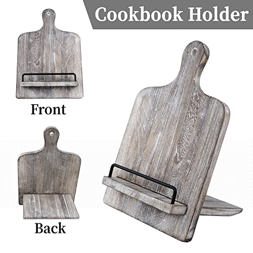 Cookbook Holder | Wood Cookbook Stand (Rustic Grey) Adjustable Pull-Out Recipe Holder Stand For Kitchen, Dining Room, Bedroom #TOP4