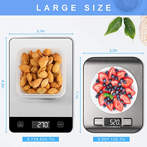 Kitchen Scale with Waterproof Glass Surface, 33lb Digital Food Scale Weight Grams and Oz for Baking Cooking, Touch Button, 0.1oz Precise Graduation, Tare Function, 6 Unit, 2 Batteries Included
