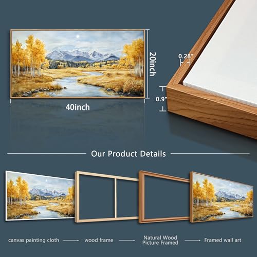 ERQINHUA Large Wall Art For Living Room Canvas Wall Decor For Bedroom Yellow Landscape Wood Frame Farmhouse Restaurant kitchen Home Wall Decorations Art Print Beach Posters Ready To Hang 20"X40"