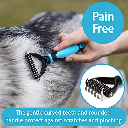 DakPets Cat & Dog Grooming Tool | All-In-One Metal Undercoat Rake, Dematting Tool, Detangling Comb, Fur Shedding Blade, Pet Hair Remover, and Grooming Brush | For Medium to Long-Haired Cats and Dogs