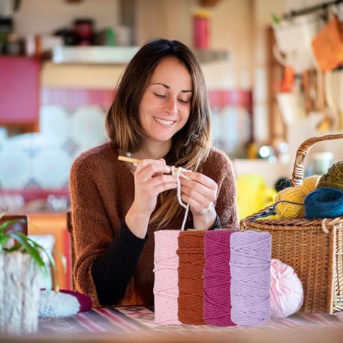 Tutamaz 12er Set Makramee Garn 3mm x 30m, bunte Baumwollkordel für DIY, Boho Deko, Traumfänger & Hochzeitsdekoration – Bild 6