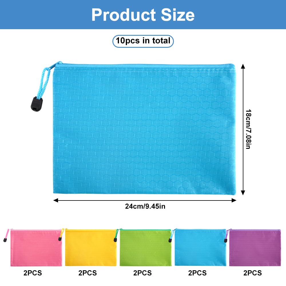 10 Pcs Bolsa Dinero con Cremallera A5 24x18cm-Organiza Billetes y Monedas,Impermeable Bolsas para Guardar Dinero para Viajes, Ahorros o Gastos Diarios Alojamiento para Tarjetas Bancarias y Billetes