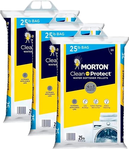 (3Pack) - 25lb Bags Morton Clean and Protect Water Softener Salt Easy-Carry Senior-Friendly Lightweight