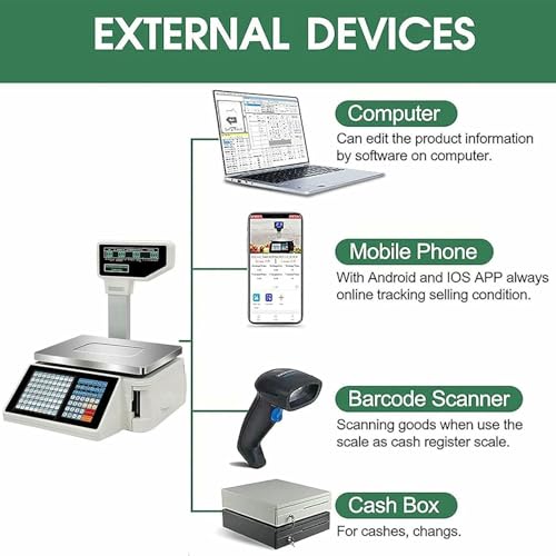 Báscula digital con impresora térmica y pantalla doble miniatura 2