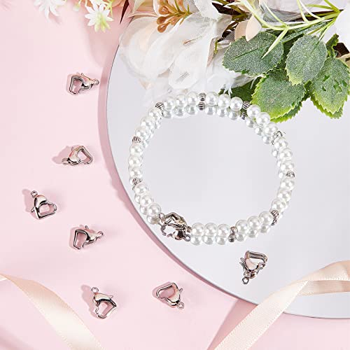 SUNNYCLUE 1 Box 10Pcs jewellery Lobster Clasps Small Stainless Steel Lobster Claw Clasp Heart Shaped Love Bracelet End Clasps for jewellery Making Kit DIY Valentine's Day Necklace Bracelet Anklet Gift - Image 4