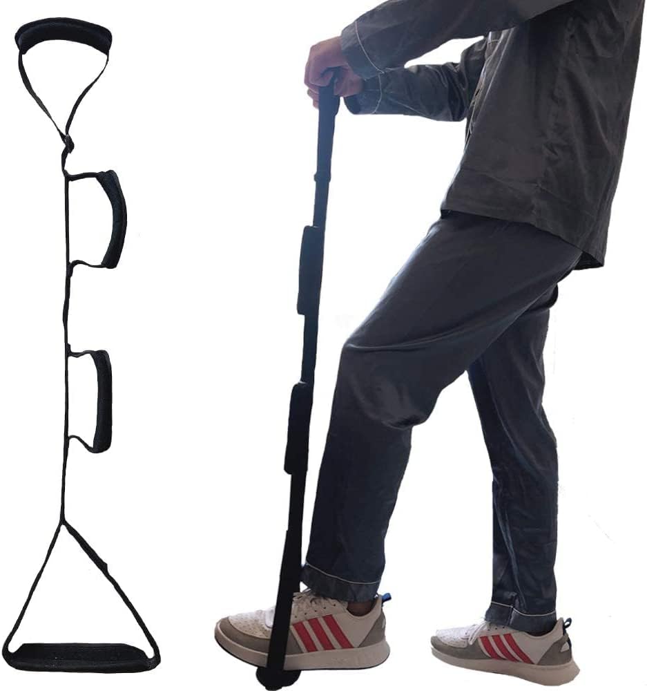 Elevador de piernas ajustable con asa acolchada, correa de elevación de piernas multi-loop, para moverse de forma segura al salir de la cama, sofá, silla de ruedas, silla de ruedas de coche, ayuda