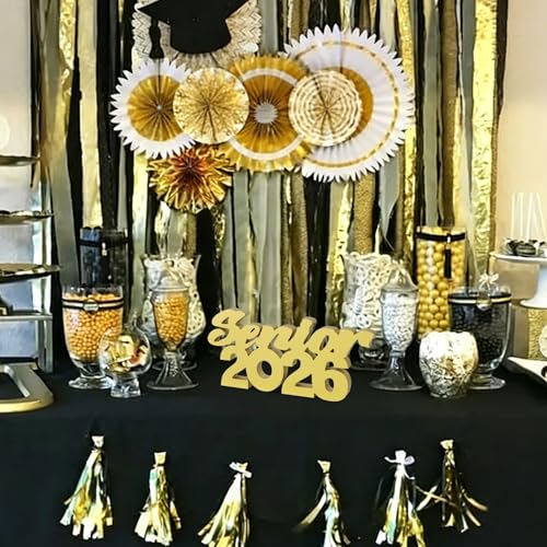 Image of TONIFUL Graduation Decorations 2026 Senior 2026 Sign Wooden Gold Class of 2026 Table Centerpiece Photo Props Graduation centerpieces Senior 2026 Sign for 2026 Party Decorations Supplies