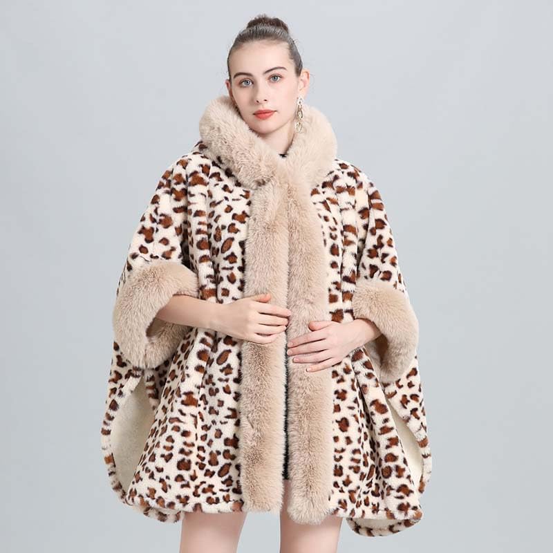 Abrigo de lana de leopardo con capucha para mujer contra el frío de invierno 2