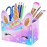 porta lapices unicornio 【Soporte con forma de unicornio】: ilumina el estudio y mantén el escritorio ordenado. Regalo original para niños como portalápices o organizador de pinceles de maquillaje.