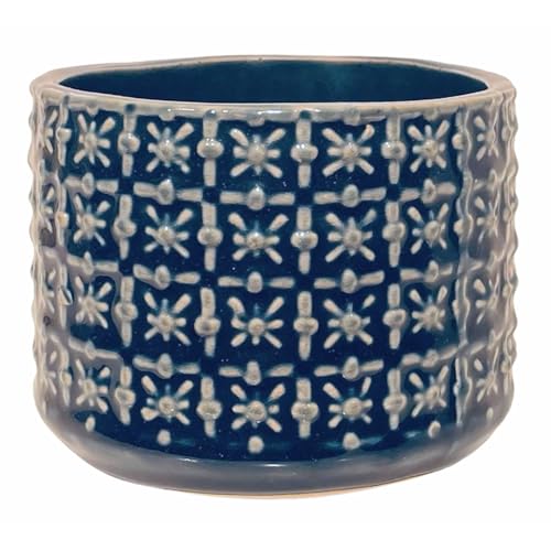 Nordring Maceta Cross - Macetero Decorativo Redondo para Flores e Plantas para Interiores S (10 cm ø), Color-Gasolina, Cerámica