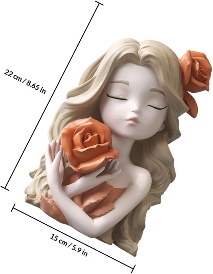 Yardwe Cute Girl Money Saving Jar Coin Bank and Adults, Orange Resin Compact Cash Container Ornament for Home Decor and Travel Savings