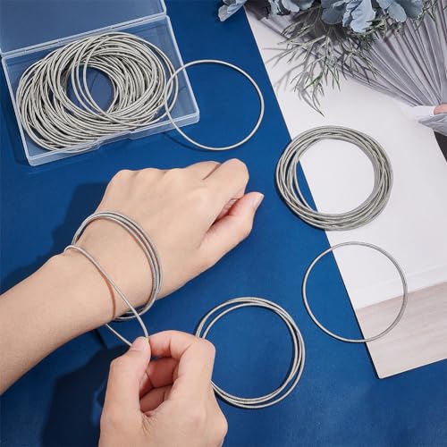 UNICRAFTALE about 60pcs Minimalist Steel Spring Chain Stretch Bracelets 58.5mm Guitar String Coil Bracelets String Bracelets for Women Metal Bangle Bracelets Stackable Bracelets Wire Layered Bracelet2