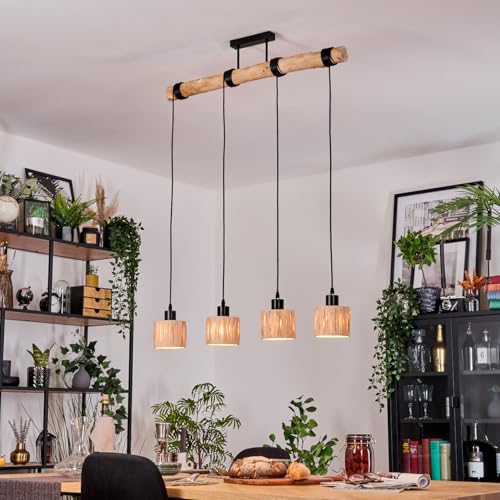 Suspension Écru Granja Noir 4 lumières au-dessus de la table