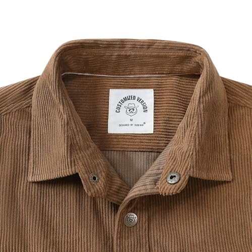 Dubinik® Corduroy Shirt Men Corduroy Jacket Men Long Sleeve Casual Work Vintage Regular Fit Mens Snap Button Shirt3
