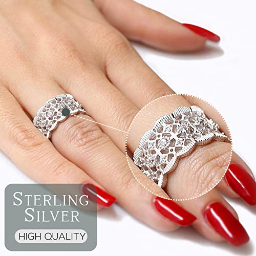 Cubic Zirconia Filigree Ring Sterling Silver Size 8 #TOP3