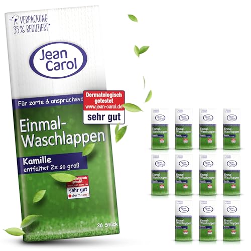 Jean Carol Einmal-Waschlappen Kamille, 12er Pack (12 x 26 Stück)