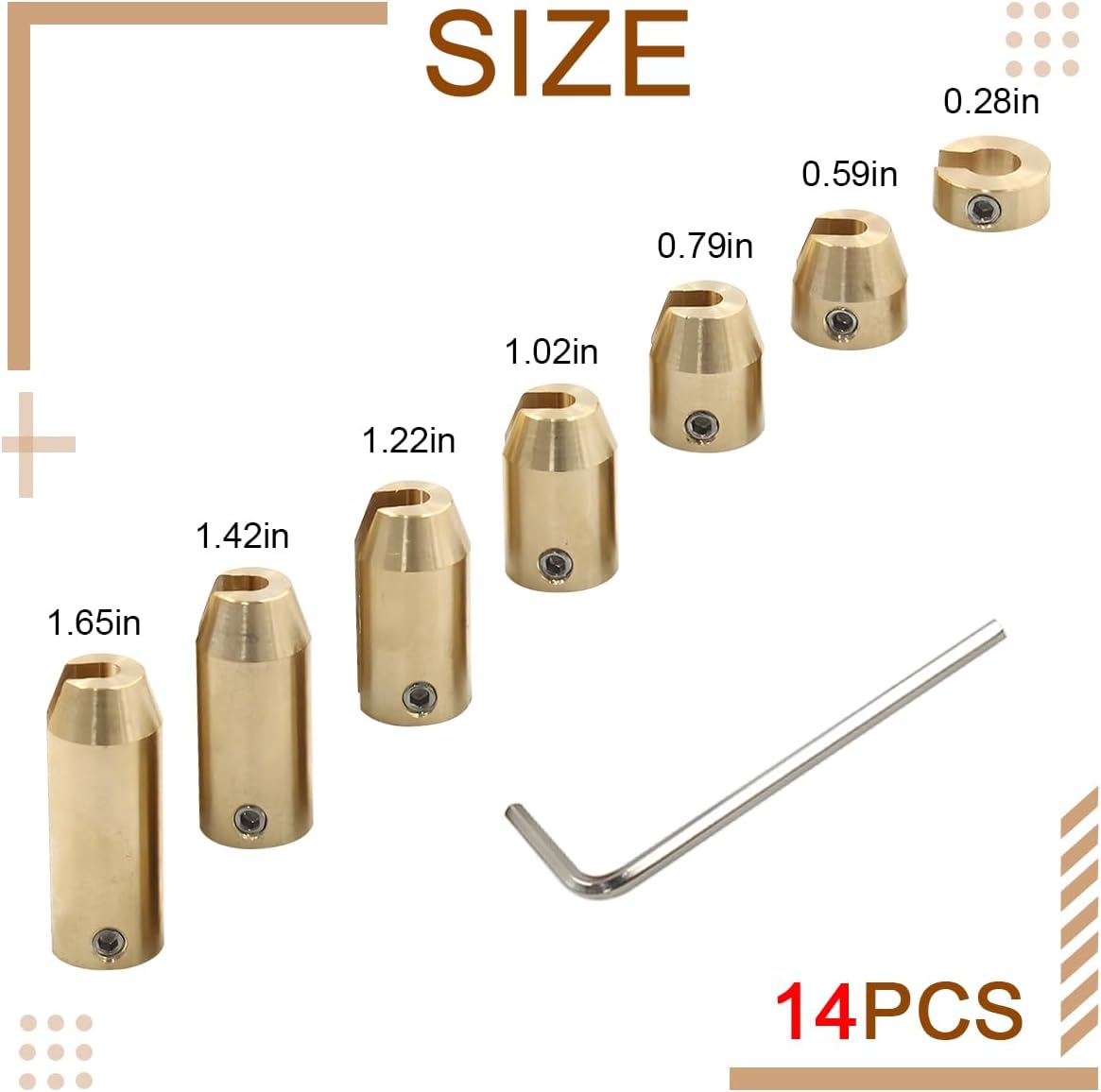 Motorcycle Wheel Weights Refill Kit, 14PCS Brass Tire Spoke Balance Weights Refill Sets with 1 Wrench, Motorbike Tire Accessories, Compatible with Super Moto or Other Spoked Wheels
