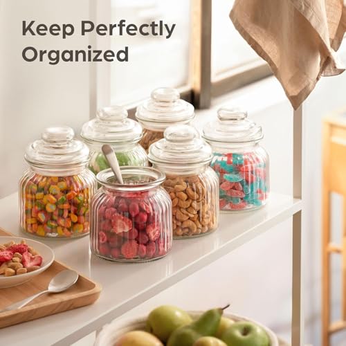 Image of bellemax 500ML Clear Glass Storage Jar With Air Tight Glass Lids- Airtight Food Jars Glass Kitchen Containers For Pantry, Pickle Jar, Sugar Pasta Cereal Flour Sugar Storage Jar (BM-01, Set of 2)