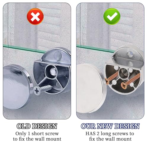Image of 4Pack Frameless Mirror Mounting Hardware Mirror Glass Clips Mirror Glass Hanging Bracket Mirror Wall Holder Clips Dual-Screw Fixing Mirror Mounting Kit Glass Mounting Round Clips with Screws & Anchors