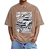 Washed Print T Shirt Soft Tee Casual Short Sleeve Shirt for Daily Wear and Street Style (Khaki, XXL) #2
