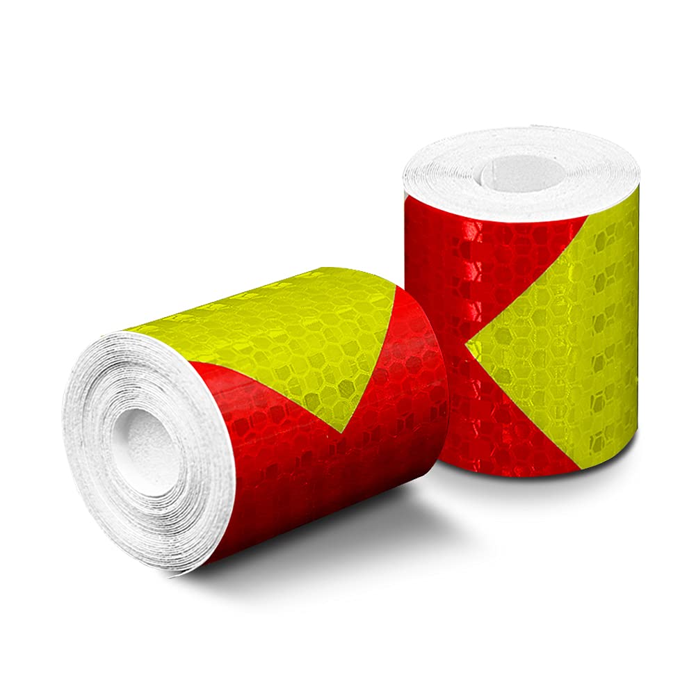 Reflective Tape, High Intensity Waterproof Self-Adhesive Reflector Tape High Visibility Safety Sticker Security Marking Warning for Outdoor Vehicles or Helmets, 50 mm x 3 m Per Roll, 2 Rolls (Arrow)