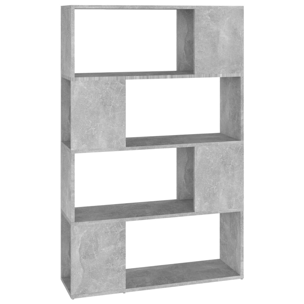Générique Regał na książki / ścianka działowa szary beton 80 x 24 x 124,5 cm, elegancki i klasyczny design, 4 przestronne przegródki na magazyny Ranger, książki, DVD i przedmioty dekoracyjne,