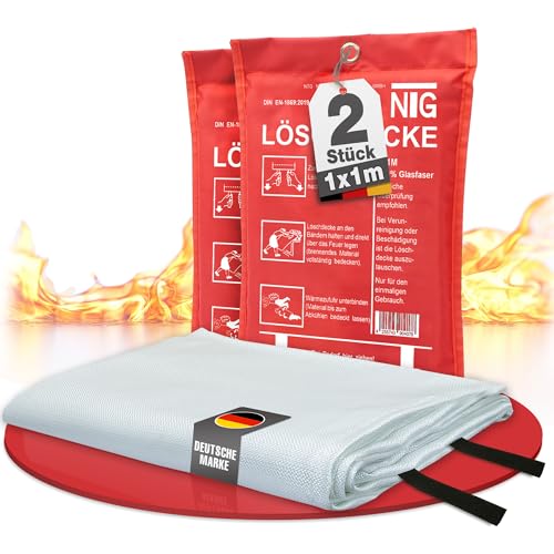 NTG Lot de 2 couvertures anti-incendie, 1 x 1 m, pour cuisine et maison, certifiées DIN EN 1869:2019, élimine tous les types de feu, y compris les incendies de graisse, ne laisse pas de résidus