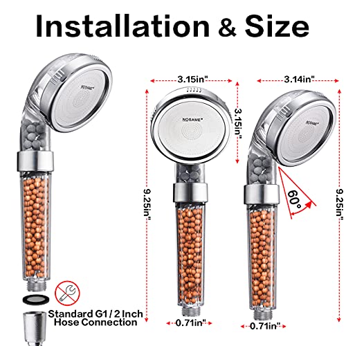 Nosame Shower Head, Filter Filtration High Pressure Water Saving 3 Mode Function Spray Handheld Showerheads For Dry Skin & Hair #TOP4